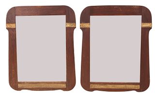 Pair of Parcel-Gilt and Oak Mirrors