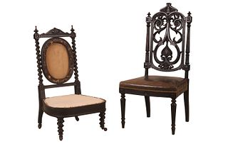 Two Victorian Ebonized Side Chairs