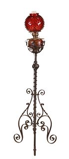 Victorian Metal Floor Oil Lamp