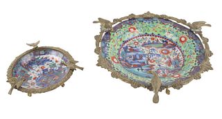 Two Chinese Porcelain Ormolu-Mounted Plates