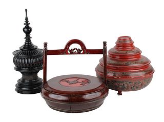 Two Burmese Lacquer Offering Vessels