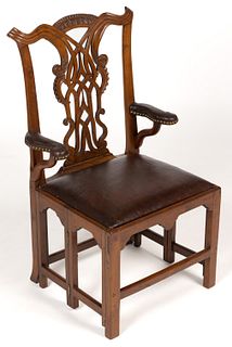 ENGLISH CHIPPENDALE FOLDING CAMPAIGN CHAIR