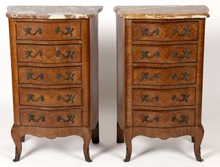 FRENCH MARQUETRY-VENEERED LINGERIE CHESTS, LOT OF TWO