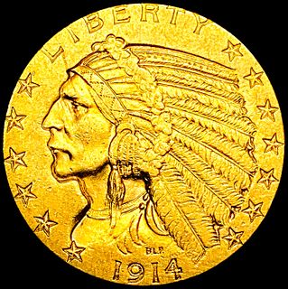 1914-D $5 Gold Half Eagle CLOSELY UNCIRCULATED
