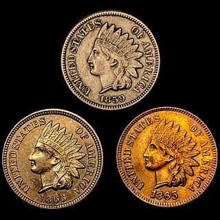 [3] Indian Head Cents [1859, 1863, 1865] UNCIRCULA