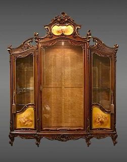 Monumental Mahogany & Bird's Eye Maple Cabinet