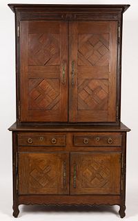 FRENCH PROVINCIAL BUFFET DEUX CORPS CABINET