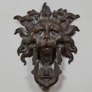 American Cast Iron Lion Mask Door Knocker 