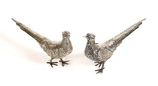 Pair of Sterling Pheasants w/ Moveable Wings