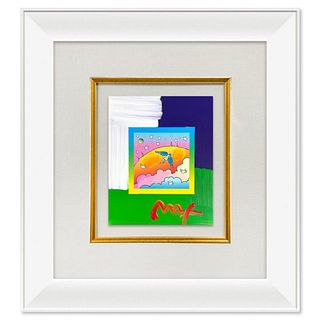 Peter Max, "Angel with Clouds" Framed One-of-a-Kind Acrylic Mixed Media, Hand Signed with Registration Number Certifying Authenticity