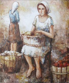 Celine- Original oil on canvas "At the Market"