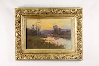 French Landscape w/ Boat, P. Vernon, 18th/19th C.