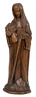 A Continental Carved Wood Standing Figure Height 47 inches.