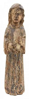A Northern European Polychrome Decorated Figure of Saint Birgitta Height 23 inches.