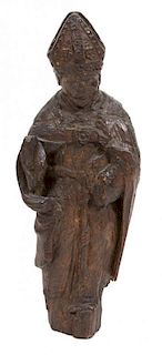 A Continental Carved Oak Figure of a Saint Height 18 inches.