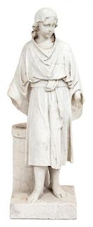 A Continental Carved Stone Figure of Rebecca of the Well Height 27 inches.
