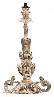 An Italian Carved Giltwood Single-Light Wall Sconce Height 25 inches.
