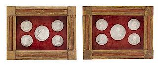 Two Framed Grand Tour Plaster Intaglios Height of frame 7 3/8 x width 9 1/2 inches.