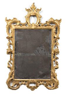 An Italian Louis XVI Style Giltwood Mirror Height 37 x width 22 inches.