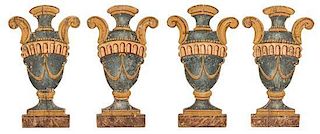 A Set of Four Italian Painted Urn-Form Plaques Height 19 inches.