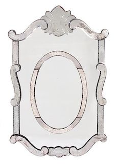 A Venetian Glass Wall Mirror Height 44 x width 28 inchces.