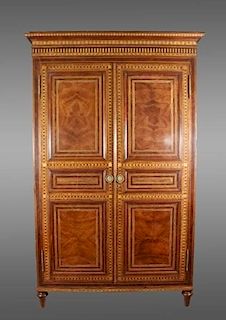 Neoclassical Style Parquetry Entertainment Center