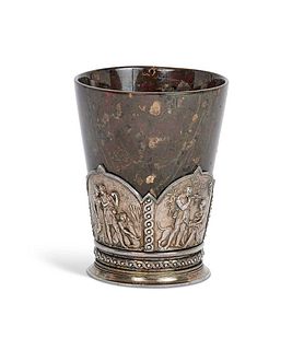 THE FOUR SEASONS CUP: A FINE 19TH CENTURY SILVER MOUNTED CUP WITH RELIEFS AFTER THORVALDSEN