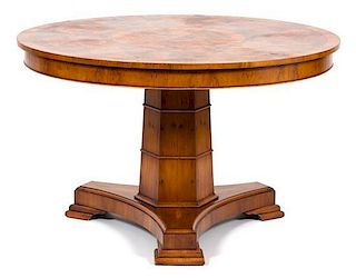 A Louis Phillipe Style Pedestal Table Height 30 x diameter 48 inches.