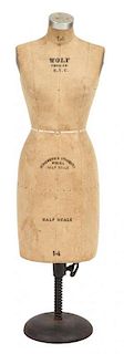 An American Diminutive Half-Scale Dress Form Height 28 inches.