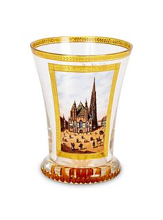 ANTON KOTHGASSER (1769-1851): A BOHEMIAN ENAMELLED GLASS BEAKER CIRCA 1820-30