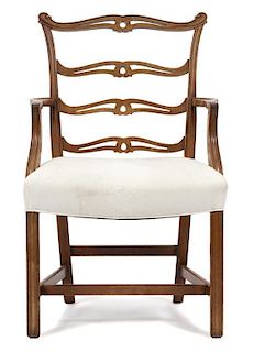 A Georgian Style Ladder Back Armchair Height 38 x width 23 x depth 19 inches.