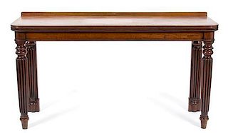 A William IV Style Mahogany Console Table Height 37 x width 66 1/4 x depth 21 3/4 inches.