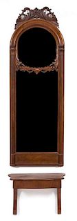 An American Victorian Style Mahogany Pier Mirror Height overall 69 x width 19 inches.