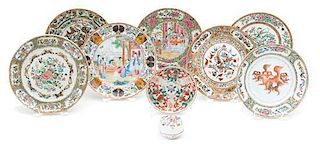 Seven Chinese Export Porcelain Plates Diameter 8 1/2 inches.