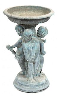 A Bronze Fountain with Circular Bowl Height 24 x diameter 15 inches.