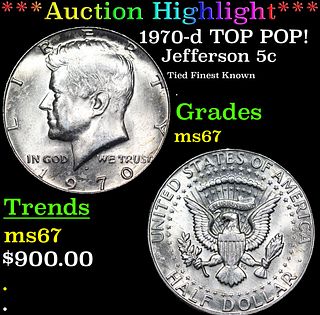 ***Auction Highlight*** 1970-d Jefferson Nickel TOP POP! 5c Graded GEM++ Unc By USCG (fc)