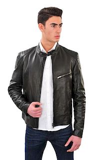 MENS GUCCI LEATHER MOTORCYCLE JACKET
