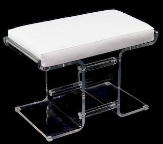 QUALITY MCM LUCITE AND LEATHER BENCH