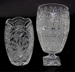 TWO CRYSTAL CUT GLASS CENTER PIECES