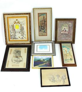 COLLECTION OF EIGHT VARIOUS ETCHINGS & PRINTS