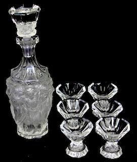 STYLE OF R. LALIQUE CRYSTAL DECANTER SET