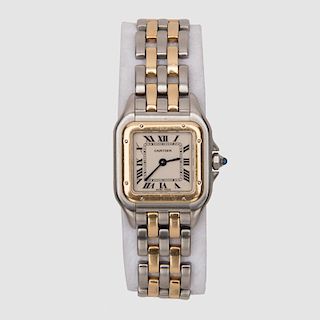 CARTIER 18K Yellow Gold and Stainless Steel "Panthere" Wristwatch