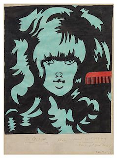 Karl Wirsum, (American, b. 1939), Untitled (Girl with Comb), 1966