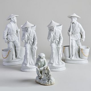 Group of Four Japanese White Glazed Porcelain Figures