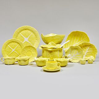 Portuguese Yellow Glazed Porcelain Lettuce Ware Service