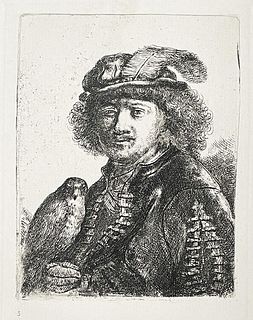 Rembrandt van Rijn (After) - Self Portrait with Parrot