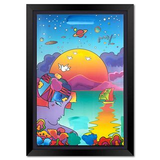 Peter Max, "New Horizon" Framed One-of-a-Kind Acrylic Mixed Media (42" x 30"), Hand Signed with Registration Number Certifying Authenticity