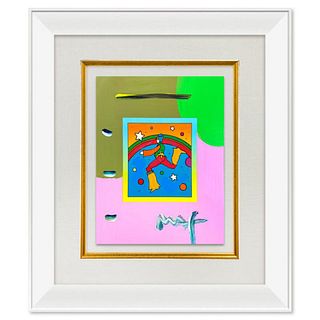 Peter Max, "Cosmic Jumper" Framed One-of-a-Kind Acrylic Mixed Media, Hand Signed with Registration Number Certifying Authenticity
