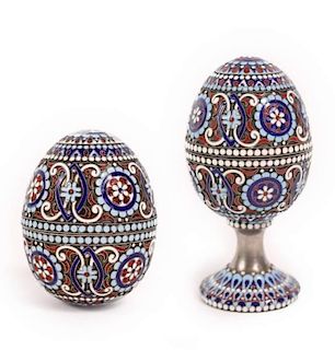 Two Michael Perchin Russian Enamel Eggs