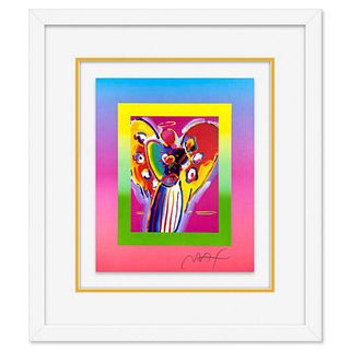 Peter Max, "Angel with Heart on Blends" Framed Limited Edition Lithograph, Numbered and Hand Signed with Certificate of Authenticity.